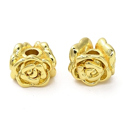 Настоящее золото 18K Латунные бусины, цветок, реальный 18 k позолоченный, 7.5x7.5x6 мм, отверстие : 2 мм