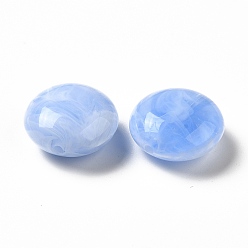 Cornflower Blue Transparent Acrylic Beads, Two Tone, Flat Round, Cornflower Blue, 15.5x8mm, Hole: 1.5mm, about: 390pcs/500g
