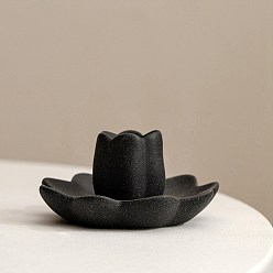 Черный Керамический подсвечник лотос, украшение для дома будда декоративный настольный подсвечник, чёрные, 100x50 мм