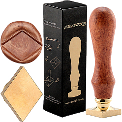 Rhombus Сырая (непокрытая) восковая печать латунный пустой штамп, с ручкой из грушевого дерева, для diy scrapbooking, фотоальбом декоративный, изготовление карт, штампы, ромб, 29x22x15 мм, внутренний диаметр: 7 мм