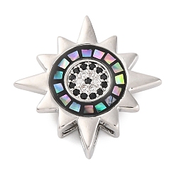 Платина Латунные микро проложить кубического циркония слайд прелести, глаз, платина, 22.5x22.5x4.5 мм, отверстие : 3.5x2 мм