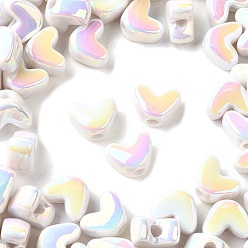 Белый Непрозрачные акриловые бусины с УФ-покрытием, радужный, сердце, белые, 9x11.5x7 мм, отверстие : 1.4 мм
