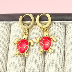 Красный 201 обруч серьги из нержавеющей стали эмаль, черепаха, золотые, красные, 41x18 мм