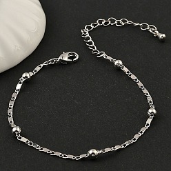 Платина Браслеты из латунной цепочки с покрытием для женщин, с круглыми латунными гвоздями, без кадмия и без свинца, 901 застежка из нержавеющей стали, долговечный, платина, 6-1/4 дюйм (16 см)