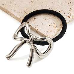 Платина Бант сплав эластичные аксессуары для волос для женщин, резинка для волос / резинки для волос, платина, 45x45 мм