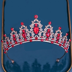 Рубин Ободки для волос с короной из сплава и стразами, аксессуары для волос для девочек, женщин, украшение для вечеринки, рубин, 140 мм