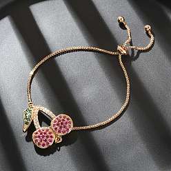 Золотой Браслеты-слайдеры из вишневой латуни с микропаве из кубических цирконий, без кадмия и без свинца, долговечный, золотые, внутренний диаметр: 2-7/8 дюйм (7.3 см)