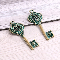 Antique Bronze Alloy Pendants Accessories, DIY for Jewelry Making, Retro Key, Cadmium Free & Lead Free, Antique Bronze, 43x16mm, Hole: 2.4mm