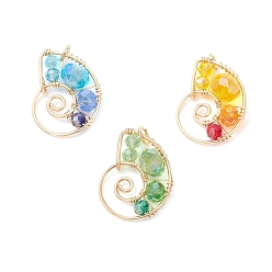 (52) Непрозрачная лаванда 3 шт. подвески из стеклянных бусин в форме раковины, с 304 соединительными кольцами из нержавеющей стали и медной проволокой, золотые, разноцветные, 23.5~24x18~18.5x7~8 мм, отверстие : 3.4 мм