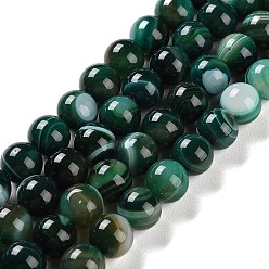 Темно-серый Натуральные полосатые агатовые / полосатые агатовые бусинки, окрашенные, круглые, темно-серый, 10 мм, отверстие : 1.2 мм, около 19 шт / нитка, 7.60'' (19.3 см)