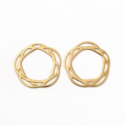 Настоящее золото 14K Ионное покрытие (ip) 304 соединительные кольца из нержавеющей стали, полые цветок, реальный 14 k позолоченный, 16.5x17x0.5 мм, внутренний диаметр: 10x11 мм