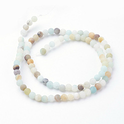 Flower Amazonite Natural Flower Amazonite Bead Strands, Round, Frosted, 4~4.5mm, Hole: 1.5mm, about 85~90pcs/strand, 14.9 inch(38cm)