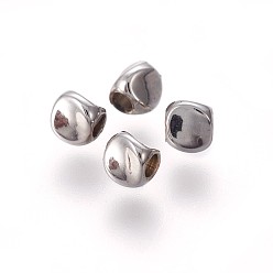 Platin Farbe Messing Perlen, verdreht, Platin Farbe, 3x3x3 mm, Bohrung: 1.4 mm
