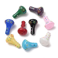 Mixed Color Glass Enamel Beads, Hand Drawn Beads, Vase, Mixed Color, 25~26x15~16mm, Hole: 1.6mm