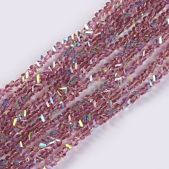 Серо-розавый Стеклянные бусины с гальваническим покрытием , с покрытием AB цвета, треугольные, увядшая роза, 2.2~3x3~4.7x2~3 мм, отверстие : 0.7 мм, около 150~155 шт / нитка, 10.2"~11.02" (26~28 см)