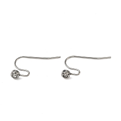 Нержавеющая Сталь Цвет 304 нержавеющей стали серьги крюков, со стразами, кристалл, цвет нержавеющей стали, 21x17x4 мм, 21 датчик, штифты : 0.7 мм