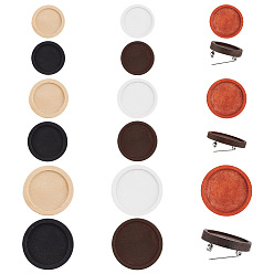 (52) Непрозрачная лаванда 14шт 14 стили крашеное дерево брошь кабошон оправы, с предохранительными штифтами из нержавеющей стали, плоско-круглые, разноцветные, лоток : 20~30 мм, 25~35x5 мм, 1 шт / стиль