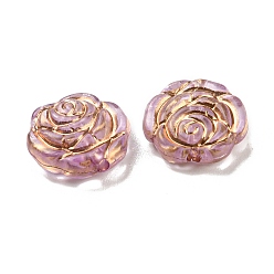 Old Rose Plating Transparent Acrylic Beads, Golden Metal Enlaced, Rose, Old Rose, 14x5mm, Hole: 2mm, about 950pcs/500g