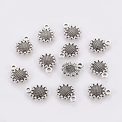 Античное Серебро Подвески из сплава в тибетском стиле, без кадмия и без свинца, подсолнечник, античное серебро, 12x9x2 мм, отверстие : 1 мм