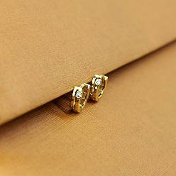 Золотой Серьги-кольца из латуни с кристаллами и стразами, золотые, 6 мм