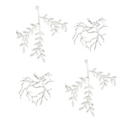 Серебро 10 шт 2 стили латунные подвески, ветки прелести, серебряные, 35~49x33~50x2~2.5 мм, отверстие : 1.4~3 мм, 5 шт / стиль