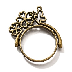 Античная Бронза Подвесные подвески из сплава, для diy уф смолы, эпоксидная смола, без кадмия, без никеля и без свинца, плоские круглые с бабочкой, античная бронза, 38x35x3.5 мм, отверстие : 1.5 мм