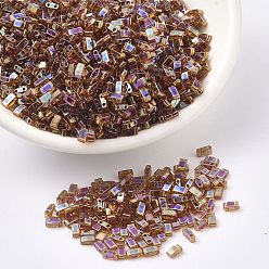 (HTL257) Transparent Topaz AB MIYUKI Half TILA Beads, Japanese Seed Beads, 2 Hole, (HTL257) Transparent Topaz AB, 5x2.3x1.9mm, Hole: 0.8mm, about 12500pcs/500g