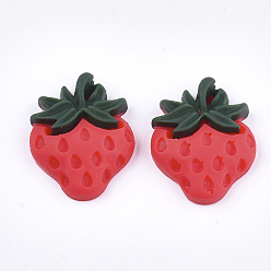 Red Resin Decoden Cabochons, Strawberry, Red, 21x17x5mm