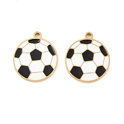 Football 304 нержавеющей стальной эмали подвески, золотые, прелести футбола, 18.5x16x1.5 мм, отверстие : 1.6 мм