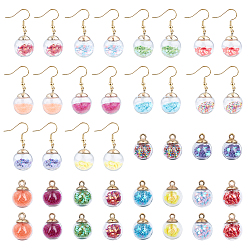 Mixed Color DIY Dangle Earring Making, with Glass Ball Pendants and Brass Earring Hooks, Mixed Color, 21x15.5~16mm, Hole: 2mm, 40pcs/set