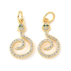 Настоящее золото 18K Латунные микро проложить кубического циркония подвески, без кадмия, без никеля и без свинца, змеиные чары, с целью перехода в кольце, реальный 18 k позолоченный, 17x10x4 мм, отверстие : 3.5 мм