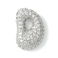 Letter D Подвески из латуни с покрытием из прозрачного кубического циркония, без кадмия и без свинца, долговечный, алфавит, платина, реальный 18 k позолоченный, Буква D, 17.5x12x4 мм, отверстие : 3x1.8 мм