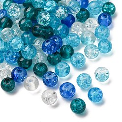 (52) Непрозрачная лаванда Выпечка окрашены трески стеклянные бусины, карибский синий микс, круглые, разноцветные, 6~6.5x5.5~6 мм, отверстия: 1 мм, около 200 шт / мешок