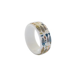 Fish Ocean Printed Acrylic Bangles for Women, White, Fish, Inner Diameter: 2.56 inch(6.5cm)
