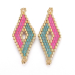 Фламинго Японский бисер miyuki & toho ручной работы ссылки, Ткацкий станок, ромб, фламинго, 40.7~42x16.4~17x1.7~1.9 мм, отверстие : 1.2~1.4 мм