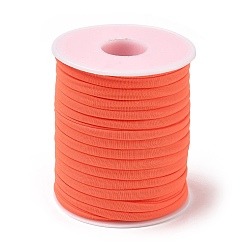 Rouge Orange Cordon tressé en nylon souple, cordon élastique de finition, rouge-orange, 5x3mm, environ 21.87 yards (20m)/rouleau
