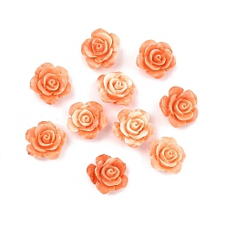 Коралловый Резные бусины из окрашенного синтетического коралла, цветок, коралл, 14.5x14.5~15.5x8~8.5 мм, отверстие : 1.2 мм