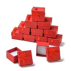 Индийский Красный 12 шт. подарки ко дню святого валентина картонные коробки для колец, с атласной ленты бантом за, квадратный, Индийская красная, 4.1x4.1x2.6 см