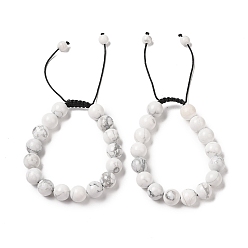 Говлит 10круглые браслеты из плетеных бусин из натурального говлита мм, регулируемые браслеты из нейлонового шнура для женщин и мужчин, внутренний диаметр: 1-3/4~2-7/8 дюйм (4.6~7.4 см)