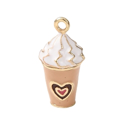 Kaffee Messing Emaille-Anhänger, Eiscreme Charme, golden, Kaffee, 20x9 mm, Bohrung: 1.6 mm