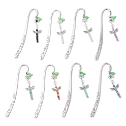 Смешанные камни 8 шт. закладки в виде стрекоз из натурального драгоценного камня, сплава и акрила, 118x22.5x2 мм