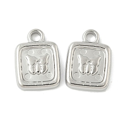 Нержавеющая Сталь Цвет 304 подвески из нержавеющей стали, квадрат с подвесками в виде бабочек, цвет нержавеющей стали, 17x12x3 мм, отверстие : 2.5 мм