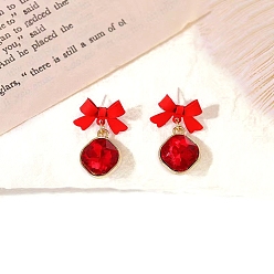 Bowknot Acrylic Dangle Earrings for Women, Bowknot, 18x11mm