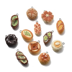 (52) Непрозрачная лаванда Непрозрачные подвески смолы, хлебное очарование, с платиново-железными петлями, разноцветные, 21.5~29x12.5~20.5x7.5~12.5 мм, отверстие : 2 мм