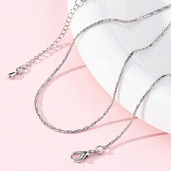 Платина Латунные цепочки boston link ожерелья для женщин, 304 из нержавеющей стали застежкой омар, стойки покрытие, без свинца и без кадмия, долговечный, платина, 17.72 дюйм (45 см)