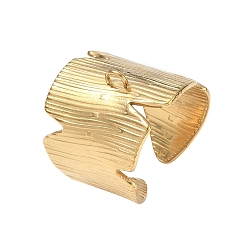 Golden Textured Bark 304 Stainless Steel Cuff Rings Components, with Loop, Ion Plating(IP), Golden, 22mm, Hole: 3x2mm, 19mm