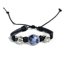 Blauer Fleck Jaspis Natürliche blaue Punktjaspisarmbänder, Weihnachtsmann, 7-1/8 Zoll (18 cm)