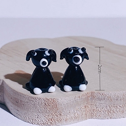 Черный Lampwork бисер, собака, чёрные, 20 мм, отверстие : 2 мм