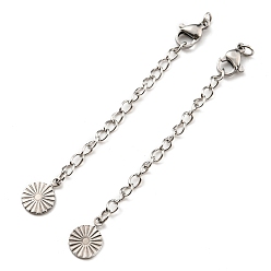 Нержавеющая Сталь Цвет Устойчив к потускнению 304 удлинитель цепи из нержавеющей стали, концевые цепи с застежками-карабинами и язычками для солнцезащитных цепочек, цвет нержавеющей стали, 68 мм