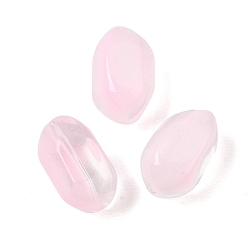 Pink Baking Paint Glass Beads, Oval, Pink, 20x11.5x13mm, Hole: 1.4mm